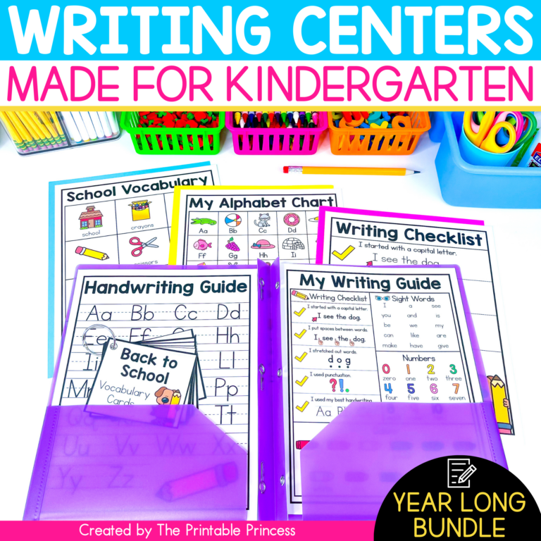 Kindergarten Writing Center Activities Year Long Bundle