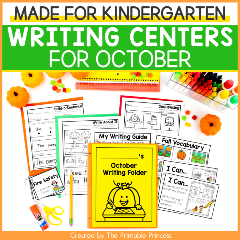 October Writing Centers for Kindergarten
