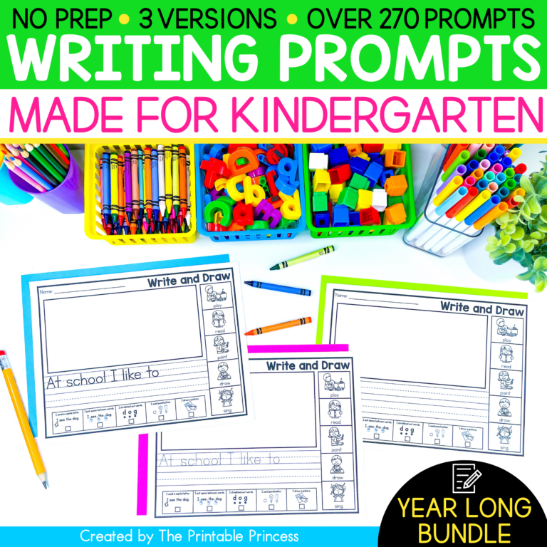 Writing Prompts for Kindergarten Year Long Bundle | Kindergarten Writing Journal