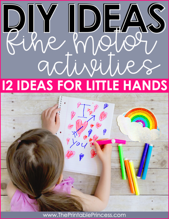 These 12 DIY fine motor activities are perfect for little hands. There is little to no prep work required so they can easily be incorporated into your PreK or Kindergarten classroom. They can be used as STEM activities, fun center rotations, or use the ideas included to create math and literacy stations. 