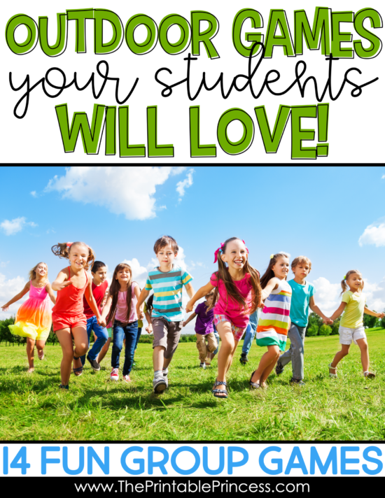 Spring is a perfect time to get outside and play with your students! Are you looking for some fun group activities to help get the wiggles out and enjoy the fresh air and warm sunshine? Check out these 14 ideas for fun outdoor games for kids. These outdoor games are perfect for a large group of kindergarten and first grade students.